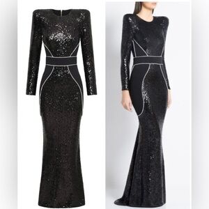 ZHIVAGO Super Rad Sequin Gown in Black & White Maxi Dress
